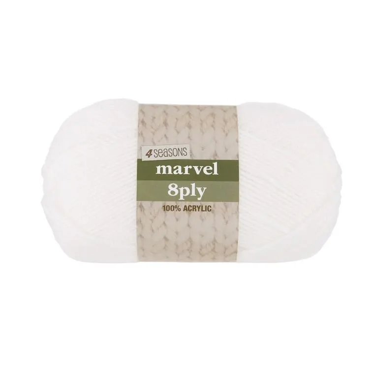 4 Seasons Marvel 8 Ply Yarn 100 g 1001 White