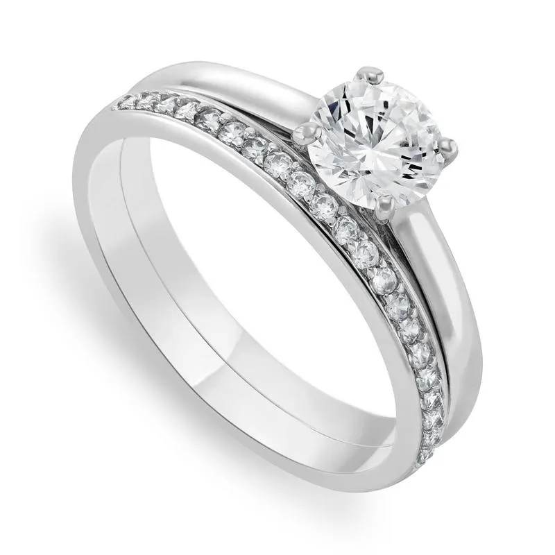 Cheté Platinum & Sterling Silver Diamondlite Cubic Zirconia Twinset Ring