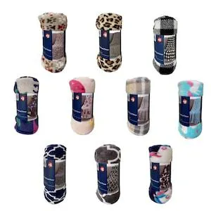 Assorted Printed Plush Throws, 50x60-in.