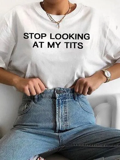 White Letter Print T-shirt