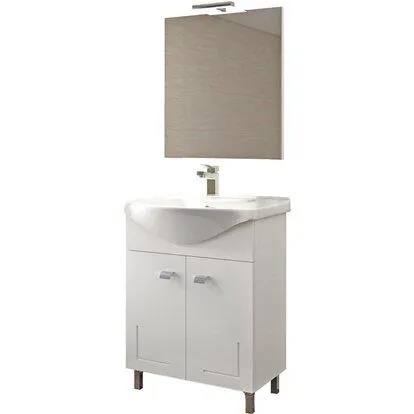 Base 2 ante, con lavabo e specchio a filo