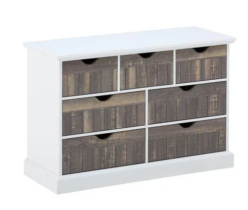 Cómoda OLDEKROG 7 cajones blanco/gris