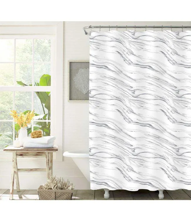 LAUREN TAYLOR ELENOR MARBLE SHOWER CURTAIN