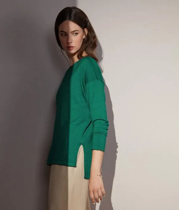 Jersey con cuello barco de cashmere ultrafine