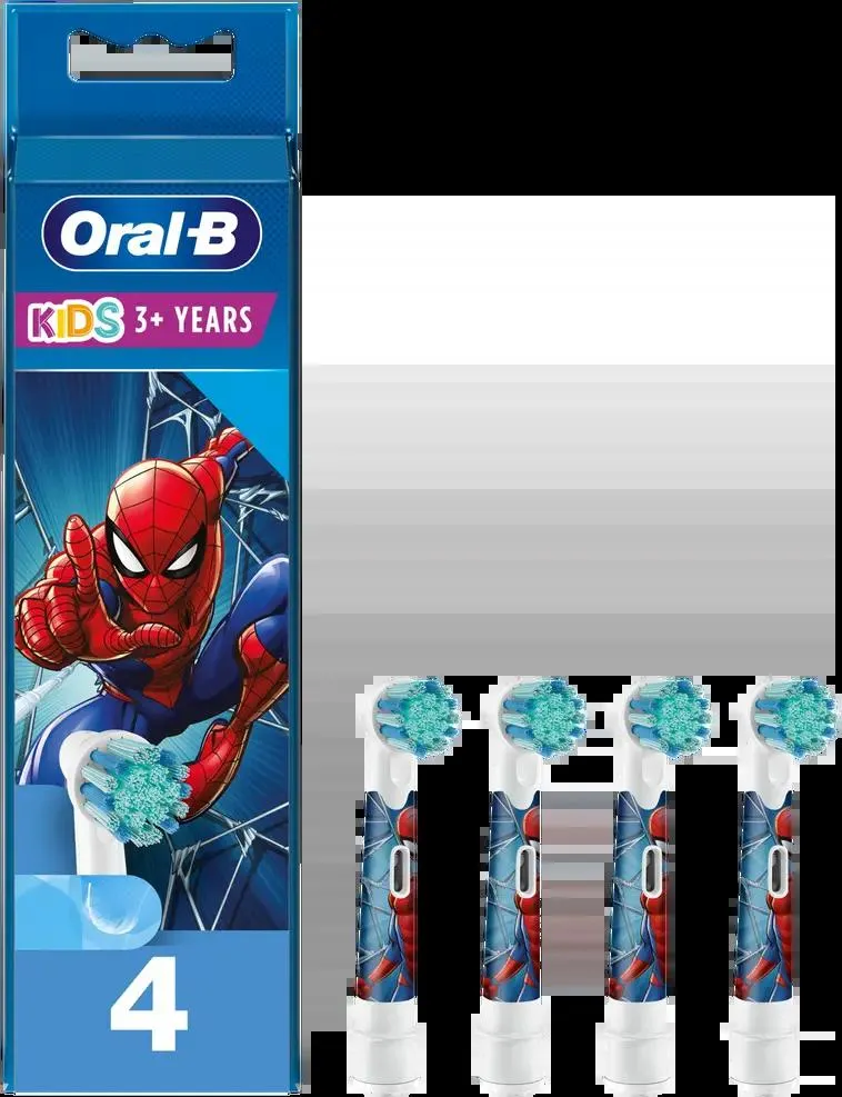 Oral-B Kids Spiderman -Sähköhammasharjan Vaihtoharjat Braun-tekniikalla, 4 Vaihtoharjaa
