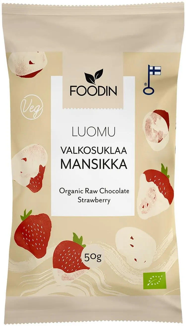 Foodin Valkosuklaamansikka luomu 50g