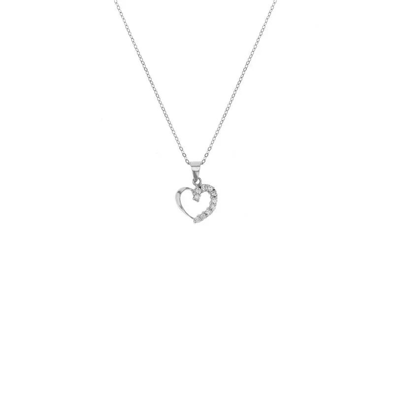 Miss Swiss Sterling Silver Cubic Zirconia Heart Petite Pendant Necklace