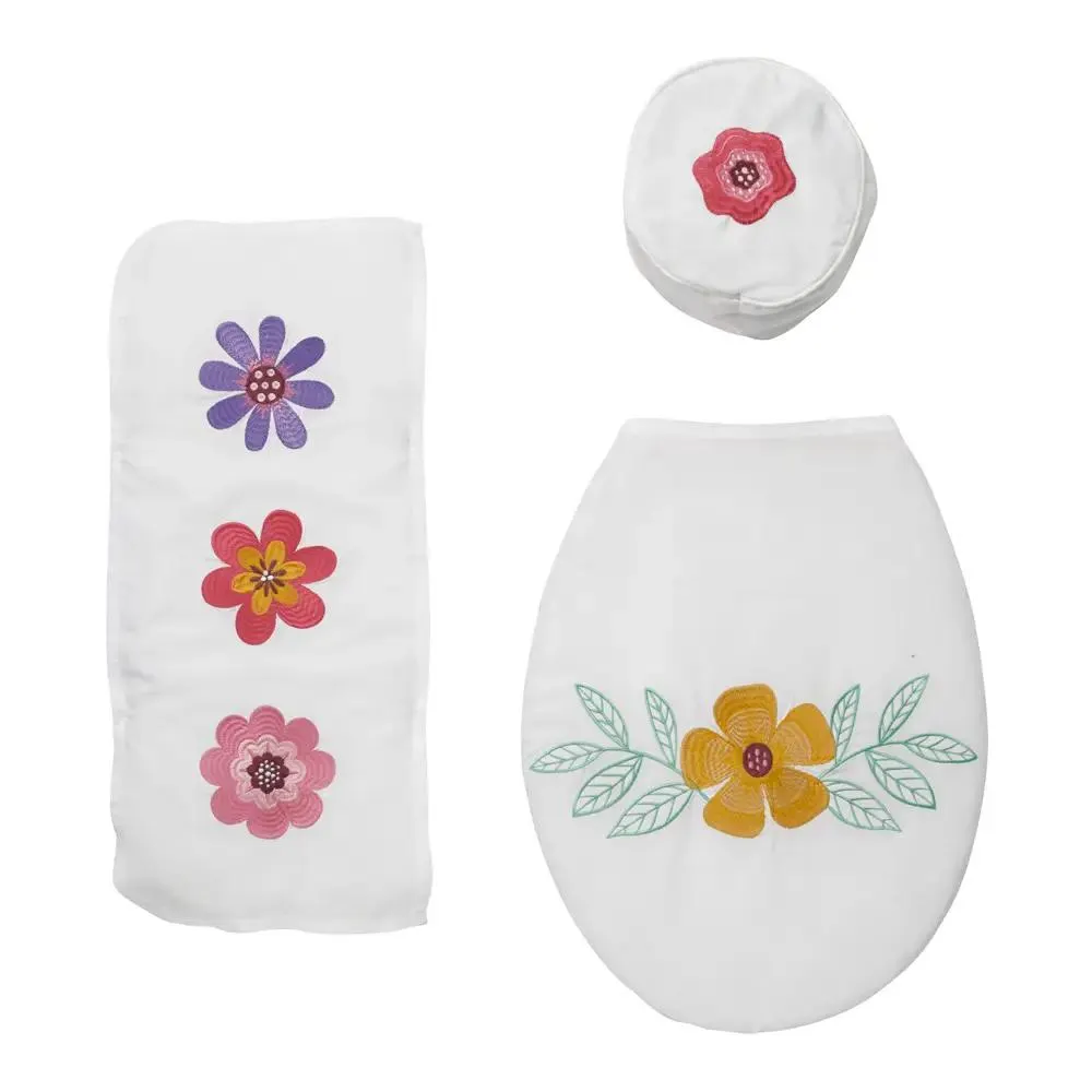 Set De Baño Bordado 3 Piezas Silvestre Coral