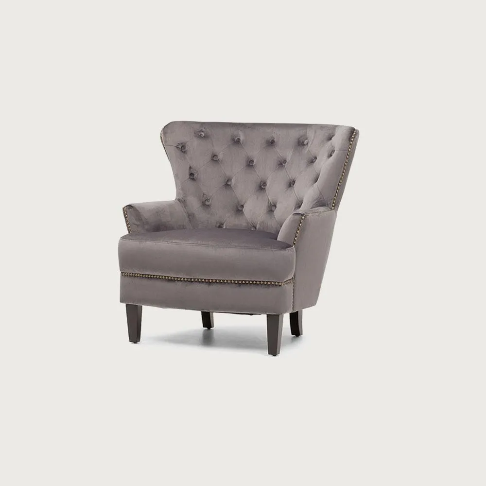 Elyse Velvet Chair, Steel