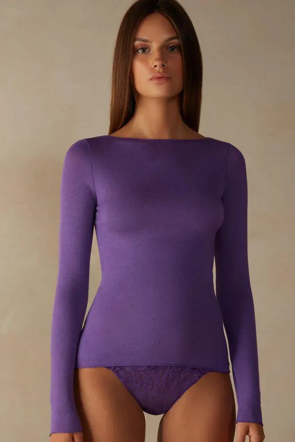 Maglia in Modal Ultralight con Cashmere con scollo...