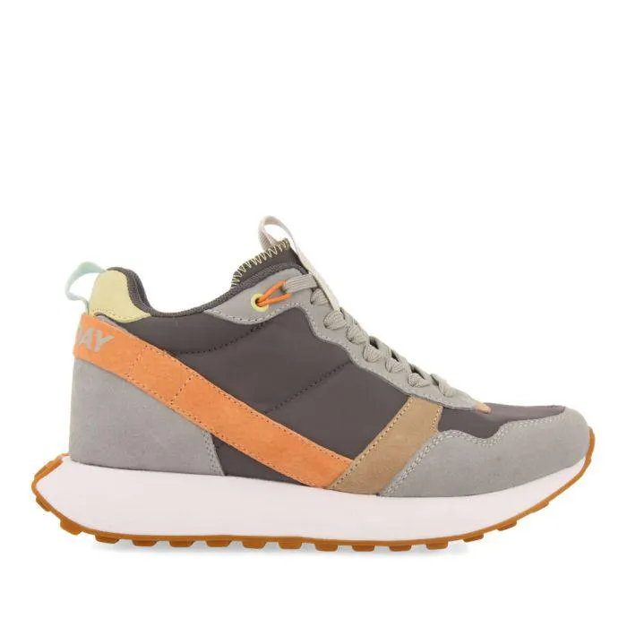 Vincly women's grey retro-style sneakers with inner wedges