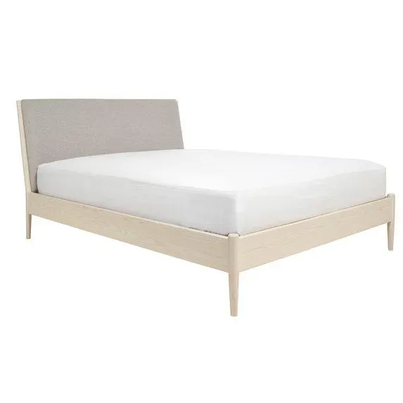 Salina Double Bed with Upholstered Headboard Grey No Mattress