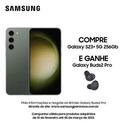 Smartphone Samsung Galaxy S23+ 5G 256GB Verde Tela 6.6" Câmera Traseira 50MP 8GB RAM
