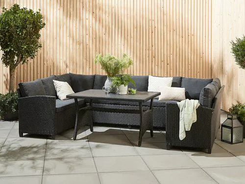 Set lounge ULLEHUSE 9 posti con vano contenitore nero