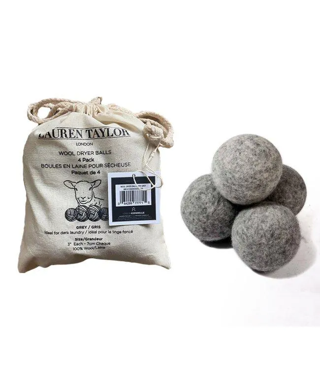WOOL 4PK DRYER BALLS GREY