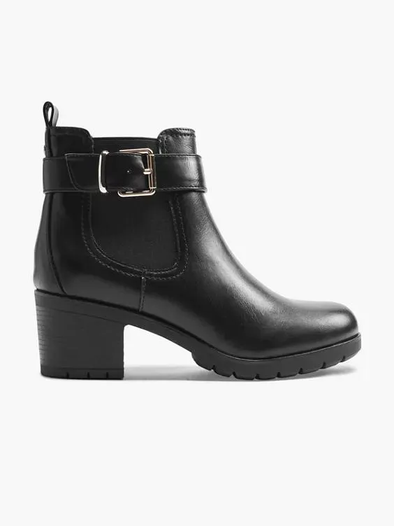 Black Chunky Heeled Ankle Boots