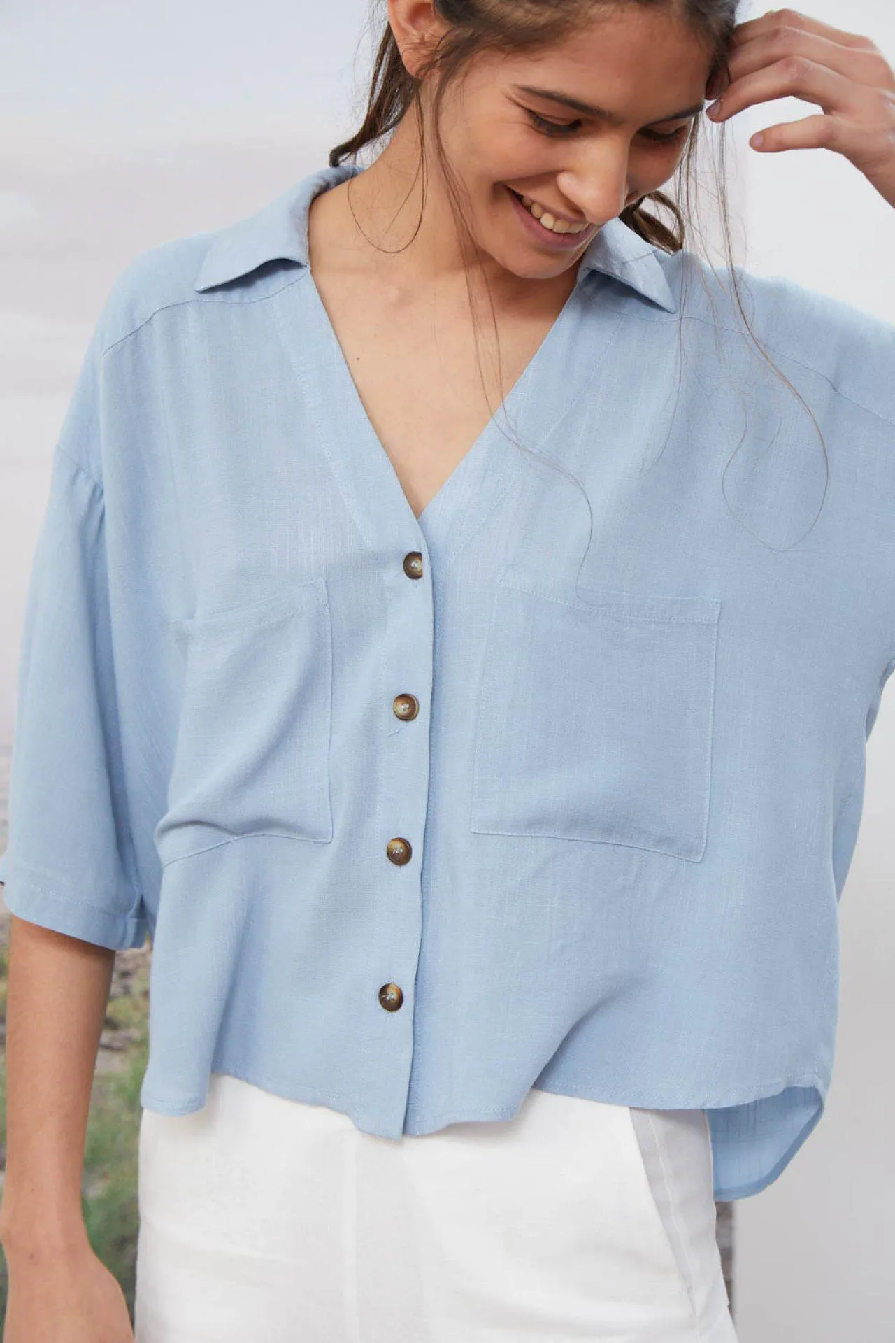 Camisa Cactus Celeste