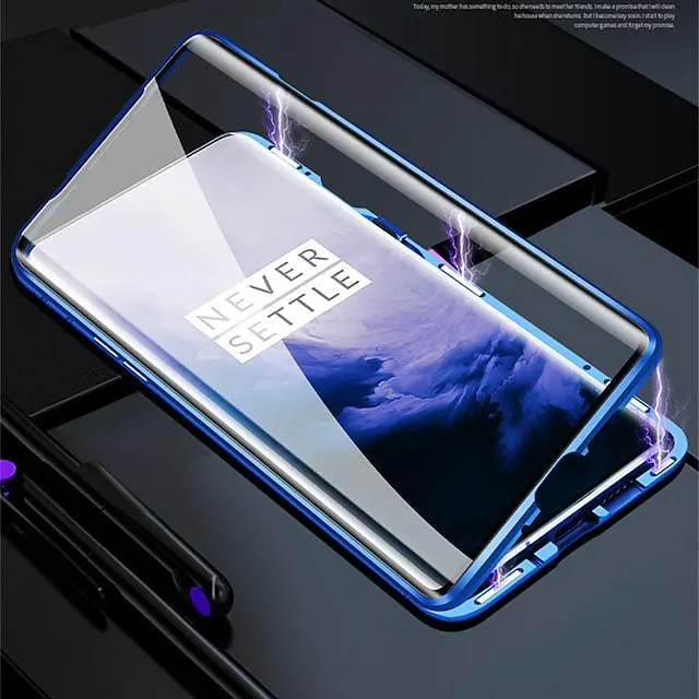 Magnetic Case For One Plus 9 Pro 8 T Pro 7T Pro 7 Pro Nord Double Sided Glasses Case Shockproof Protective Phone Case Water Resistant Transparent Tempered Glass Metal Case