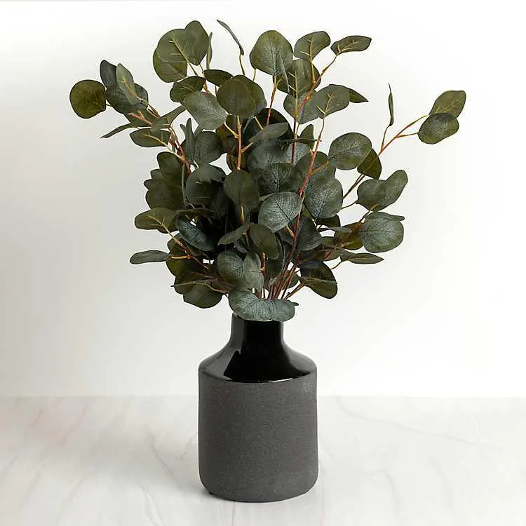 Eucalyptus Arrangement in Black Bottle Vase
