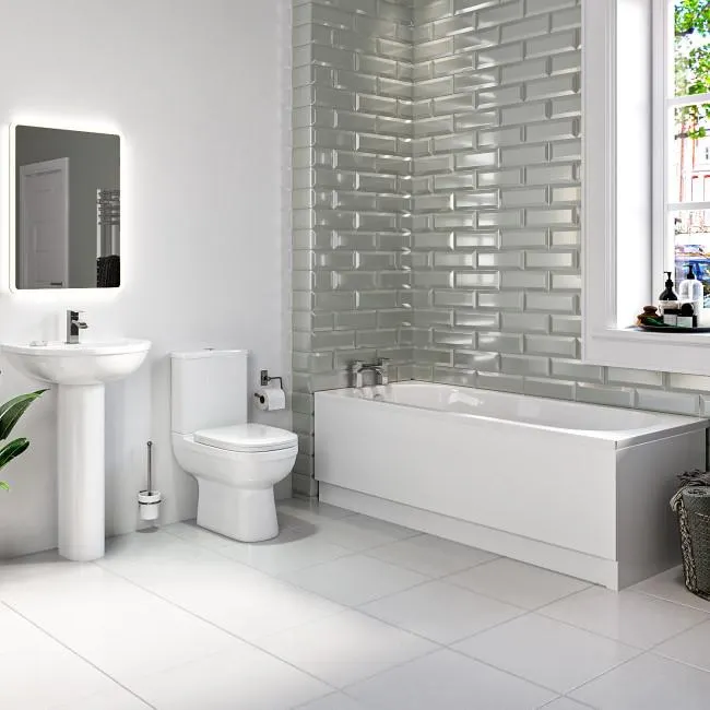 1600mm Straight Bath Suite with Toilet Basin & Panels - Addison