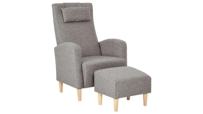 TWIN-lepotuoli ja rahi Hygge-kangas, vaaleanruskea