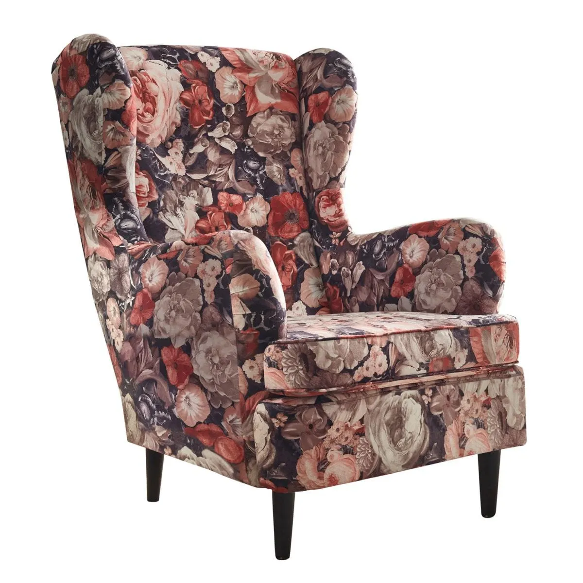 Sessel CHARLEEN Blumenmuster braun /rot