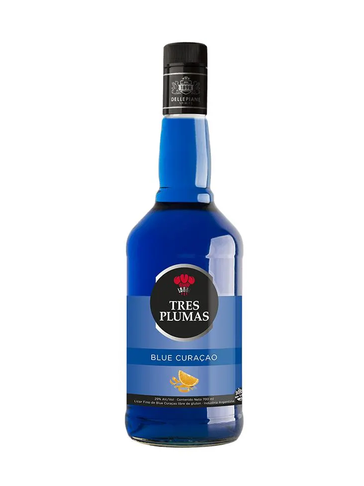 LICOR TRES PLUMAS BLUE CURACAO 700ML