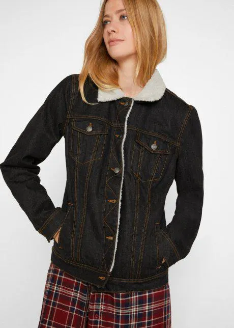 Giacca di jeans con fodera in pellicciotto sintetico
