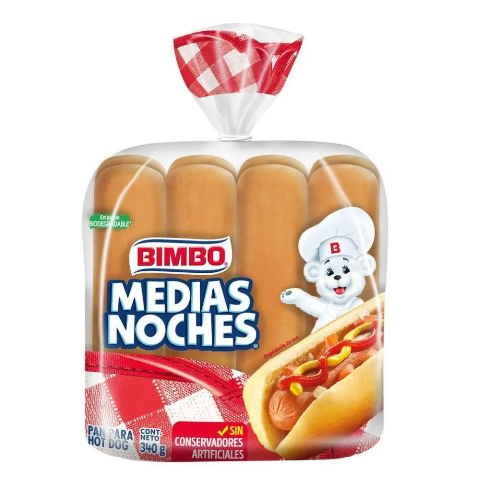 Pan para hot dogs Bimbo Medias noches 8 pzas de 42.5 g c/u
