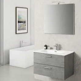MOBILE BAGNO NOA CEMENTO L80H190P46 ,SPECCHIO, LAMPADA LED -2CASSETTI CHIUSURA RALLENTO
