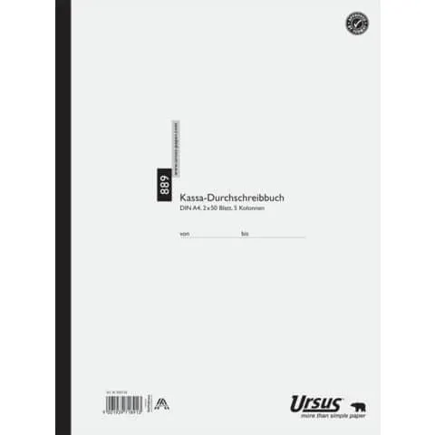 Kassabuch A4 hoch 2x50Blatt 5 Kolonnen URSUS Style 889 608136