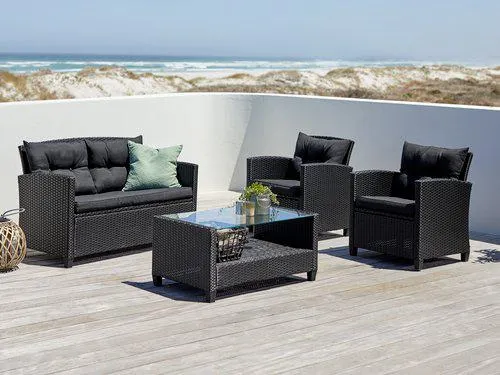 Set lounge MORA 4 posti nero