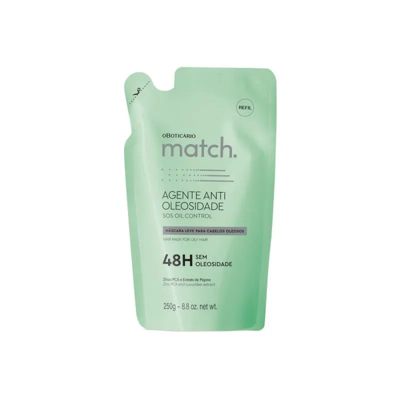 Refil Máscara Capilar Leve Match Agente Antioleosidade 250g