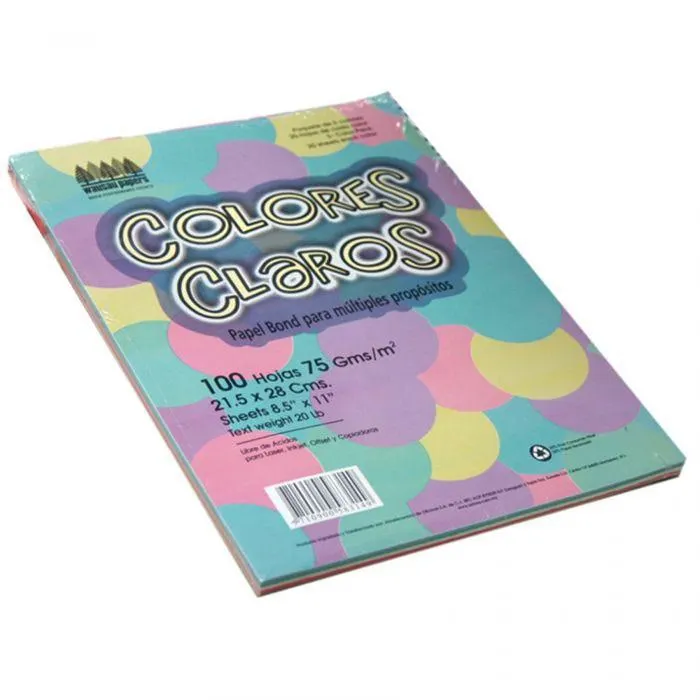 BOND COLORES PASTEL EXACT CARTA 75 GMS. C/100 H. 5 COL.