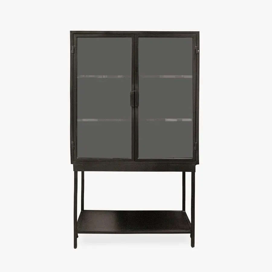 Armário 2 portas preto 80x45x150 cm FUKUI