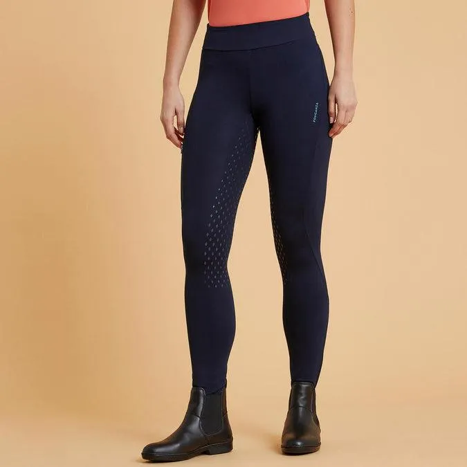 Women's Horse Riding Full Grip Leggings 500 - Navy