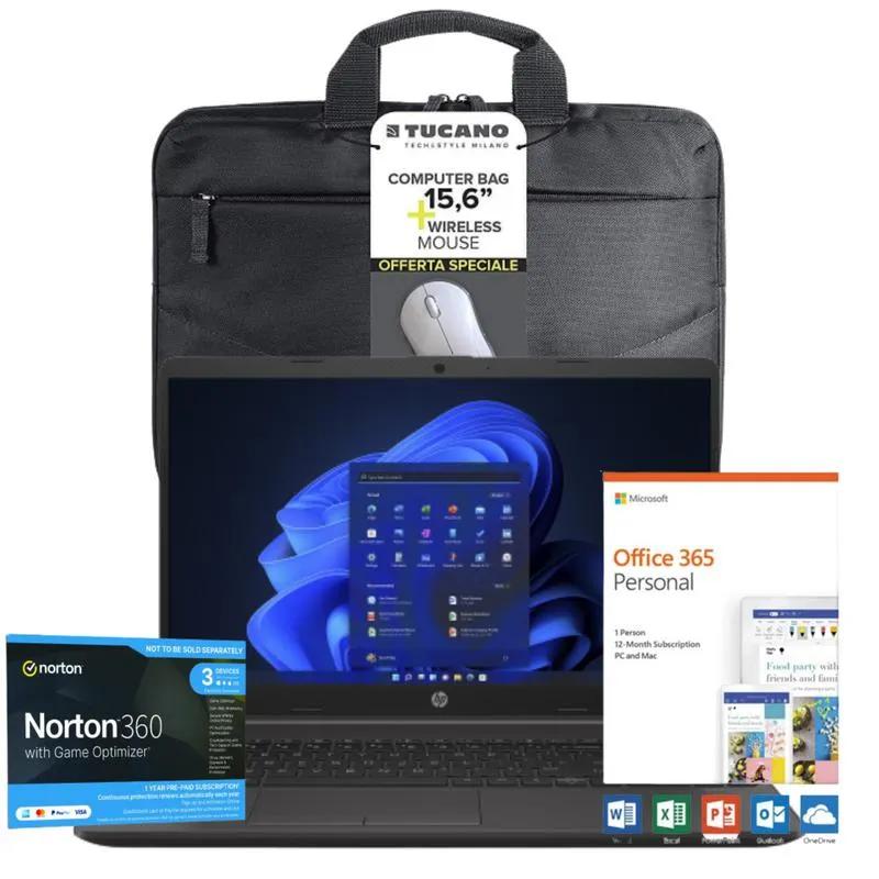 HP 250 G9 15.6" Intel Core i3-1215U 8GB/256GB Laptop Bundle | SUMMERLAPBUN2