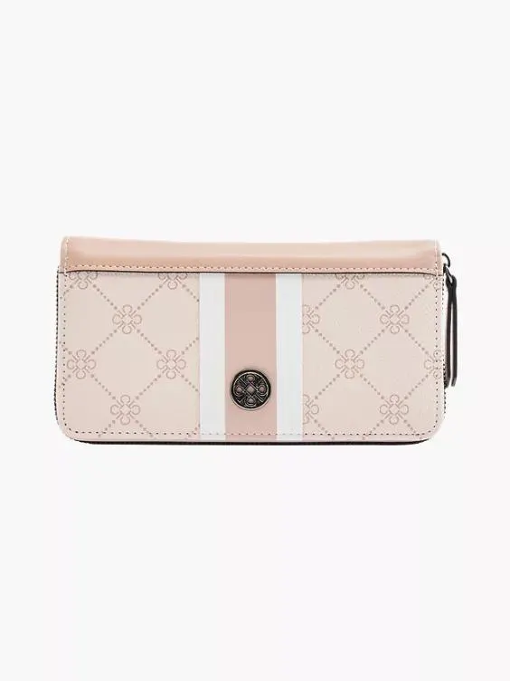 Pink Monogram Purse with Striped Panelling
