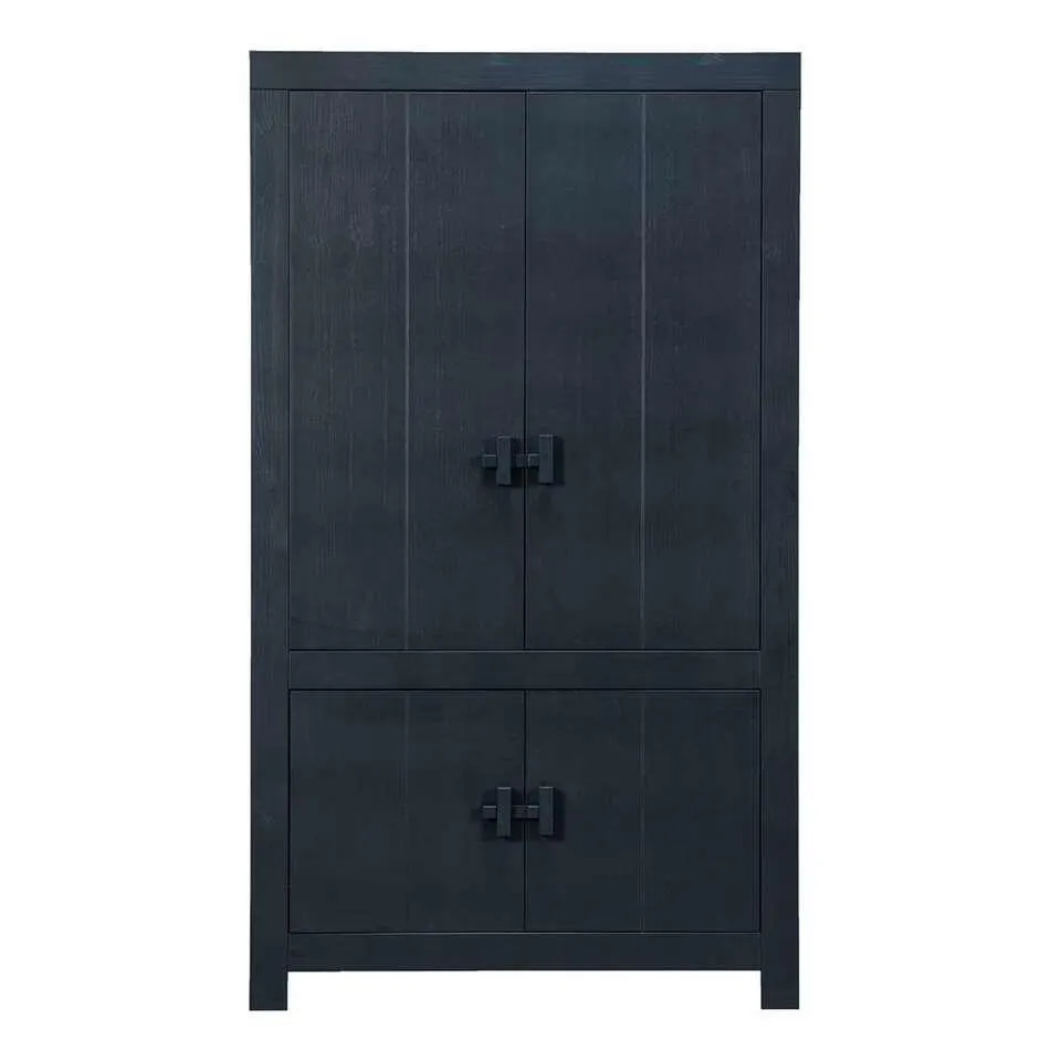 WOOOD dichte kast Benson - mat zwart - 200x115x37 cm