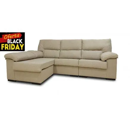 Sofá 3 plazas con chaiselongue reversible en tierra