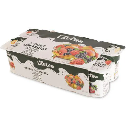 DIA LÁCTEA Iogurte Pedaços de Morango, Framboesa E Pêssego 8x125 g