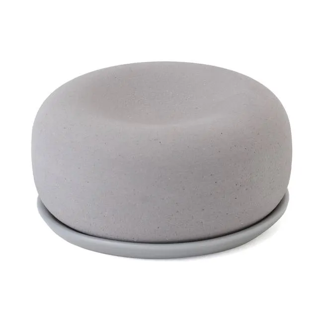 Aroma Stone with Plate, Stone Dia. 6.5 x 3 cm, Tray Dia. 6.3 x 0.5 cm, Grey