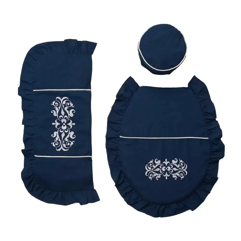 Set De Baño Bordado 3 Piezas Brocato Azul