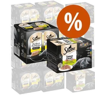 Sheba Variedades 48x85g + Perfect Portions 48x37,5g com frango para gatos a preço especial