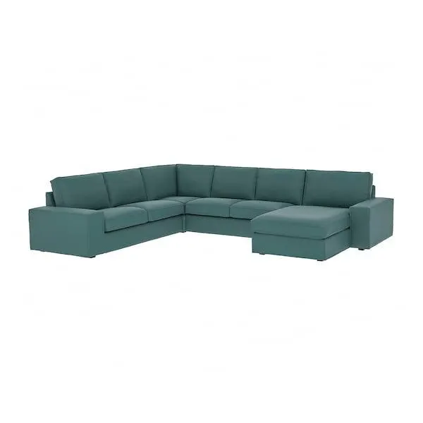 Divano angol 5 posti/chaise-longue, Kelinge grigio-turchese