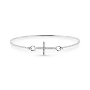 Sterling Silver Cubic Zirconia Cross Bangle