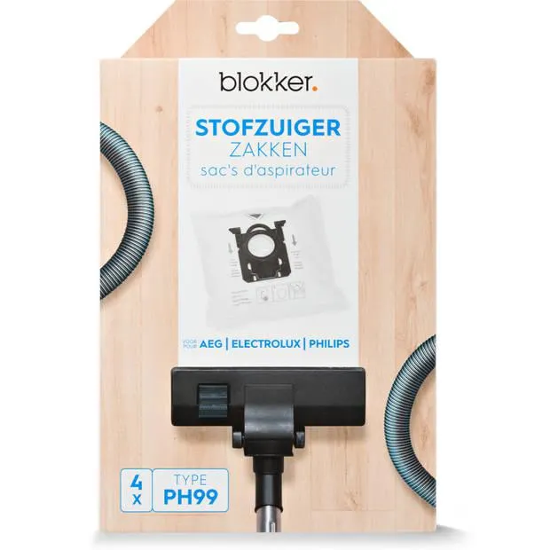 Blokker stofzuigerzak AEG, Electrolux, Philips s-bag ph99 - 4 stuks
