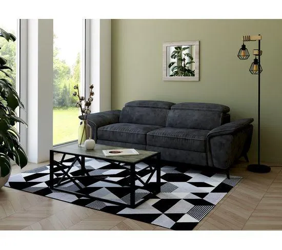 Table basse GEO métal et imitation chêne