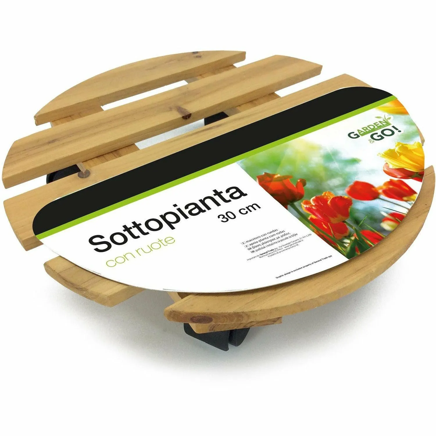 Sottovaso in legno con ruote