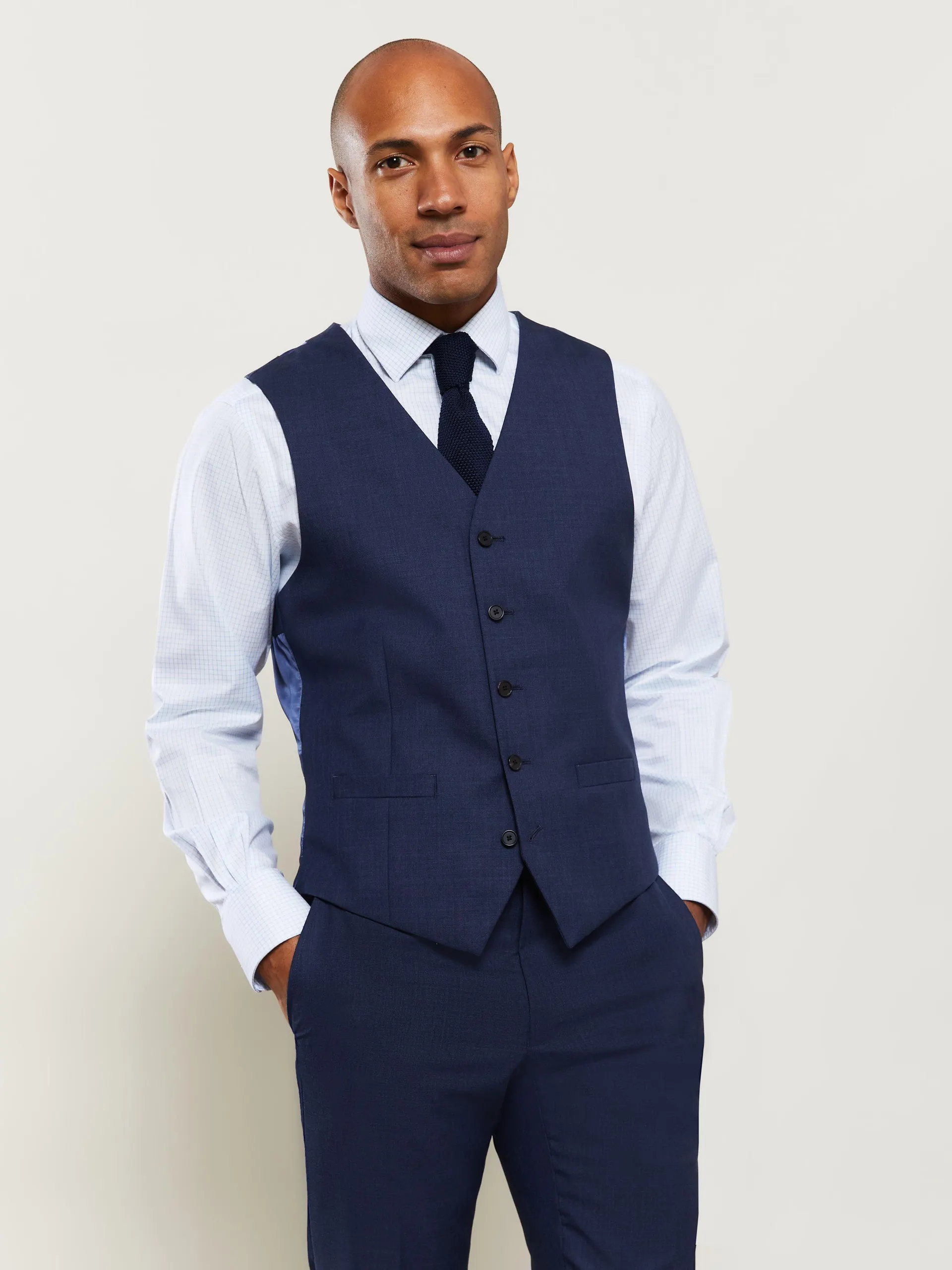 Blake Barberis Slim Fit Denim Blue Waistcoat